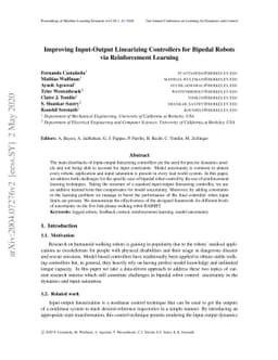 Improving Input-Output Linearizing Controllers for Bipedal Robots via
  Reinforcement Learning