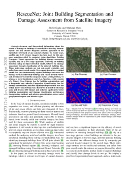 RescueNet: Joint Building Segmentation and Damage Assessment from
  Satellite Imagery