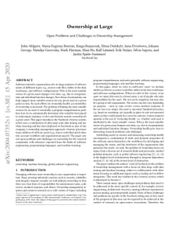Ownership at Large -- Open Problems and Challenges in Ownership
  Management