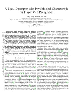 A Local Descriptor with Physiological Characteristic for Finger Vein
  Recognition