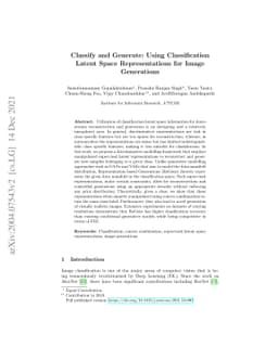 Classify and Generate: Using Classification Latent Space Representations
  for Image Generations