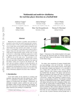 Multimodal and multiview distillation for real-time player detection on
  a football field