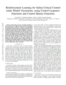 Reinforcement Learning for Safety-Critical Control under Model
  Uncertainty, using Control Lyapunov Functions and Control Barrier Functions