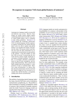 Do sequence-to-sequence VAEs learn global features of sentences?