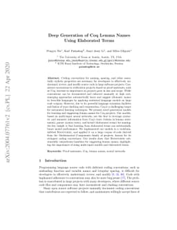 Deep Generation of Coq Lemma Names Using Elaborated Terms