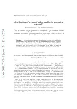 Identification of a class of index models: A topological approach
