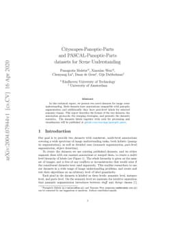 Cityscapes-Panoptic-Parts and PASCAL-Panoptic-Parts datasets for Scene
  Understanding