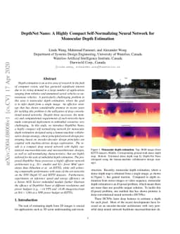 DepthNet Nano: A Highly Compact Self-Normalizing Neural Network for
  Monocular Depth Estimation