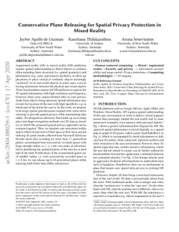 Conservative Plane Releasing for Spatial Privacy Protection in Mixed
  Reality