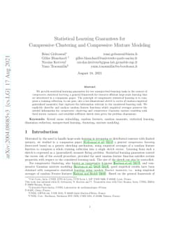 Statistical Learning Guarantees for Compressive Clustering and
  Compressive Mixture Modeling