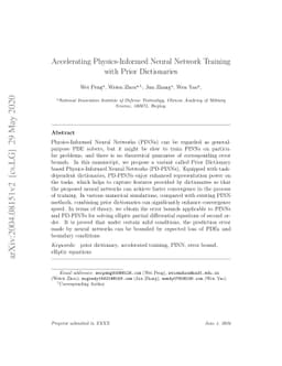 Accelerating Physics-Informed Neural Network Training with Prior
  Dictionaries