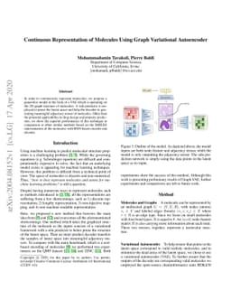 Continuous Representation of Molecules Using Graph Variational
  Autoencoder
