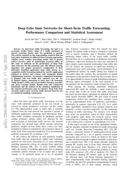 Deep Echo State Networks for Short-Term Traffic Forecasting: Performance
  Comparison and Statistical Assessment