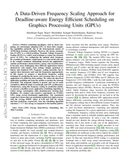 A Data-Driven Frequency Scaling Approach for Deadline-aware Energy
  Efficient Scheduling on Graphics Processing Units (GPUs)