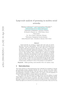 Large-scale analysis of grooming in modern social networks
