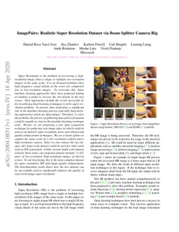 ImagePairs: Realistic Super Resolution Dataset via Beam Splitter Camera
  Rig