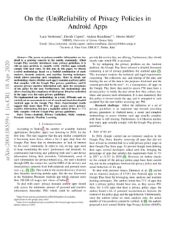 On the (Un)Reliability of Privacy Policies in Android Apps