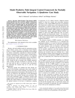 Model Predictive Path Integral Control Framework for Partially
  Observable Navigation: A Quadrotor Case Study