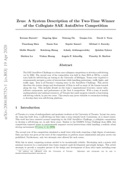 Zeus: A System Description of the Two-Time Winner of the Collegiate SAE
  AutoDrive Competition