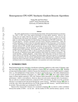 Heterogeneous CPU+GPU Stochastic Gradient Descent Algorithms