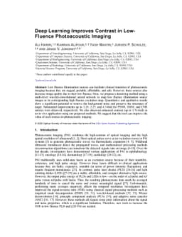 Deep Learning Improves Contrast in Low-Fluence Photoacoustic Imaging