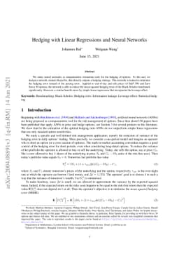 Hedging with Linear Regressions and Neural Networks