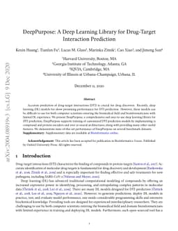 DeepPurpose: a Deep Learning Library for Drug-Target Interaction
  Prediction