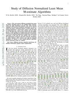 Study of Diffusion Normalized Least Mean M-estimate Algorithms