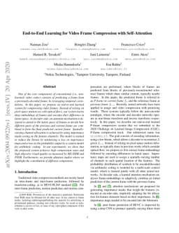End-to-End Learning for Video Frame Compression with Self-Attention