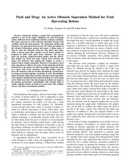 Push and Drag: An Active Obstacle Separation Method for Fruit Harvesting
  Robots