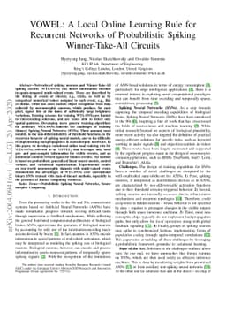 VOWEL: A Local Online Learning Rule for Recurrent Networks of
  Probabilistic Spiking Winner-Take-All Circuits