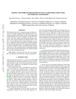 Neural Network Segmentation of Cell Ultrastructure Using Incomplete
  Annotation