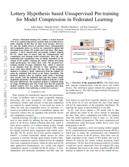 Lottery Hypothesis based Unsupervised Pre-training for Model Compression
  in Federated Learning