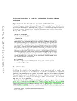 Structural clustering of volatility regimes for dynamic trading
  strategies