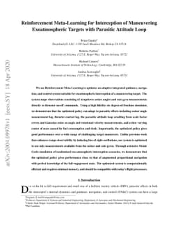 Reinforcement Meta-Learning for Interception of Maneuvering
  Exoatmospheric Targets with Parasitic Attitude Loop