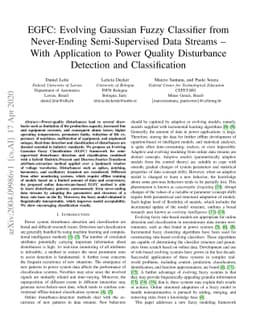 EGFC: Evolving Gaussian Fuzzy Classifier from Never-Ending
  Semi-Supervised Data Streams -- With Application to Power Quality Disturbance
  Detection and Classification