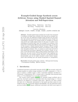 Example-Guided Image Synthesis across Arbitrary Scenes using Masked
  Spatial-Channel Attention and Self-Supervision