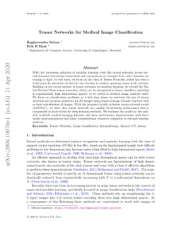 Tensor Networks for Medical Image Classification