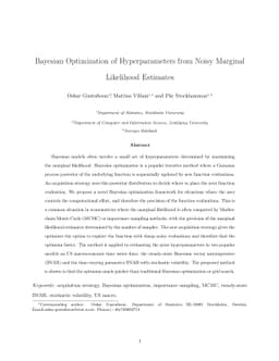 Bayesian Optimization of Hyperparameters from Noisy Marginal Likelihood
  Estimates