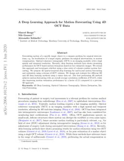 A Deep Learning Approach for Motion Forecasting Using 4D OCT Data