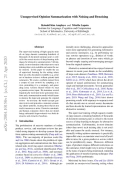Unsupervised Opinion Summarization with Noising and Denoising