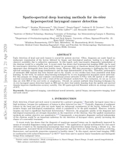 Spatio-spectral deep learning methods for in-vivo hyperspectral
  laryngeal cancer detection