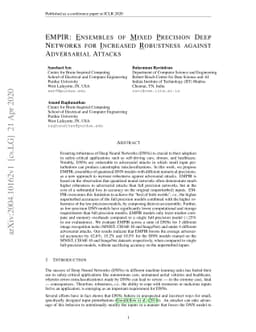 EMPIR: Ensembles of Mixed Precision Deep Networks for Increased
  Robustness against Adversarial Attacks