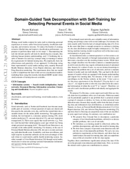 Domain-Guided Task Decomposition with Self-Training for Detecting
  Personal Events in Social Media