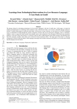 Learnings from Technological Interventions in a Low Resource Language: A
  Case-Study on Gondi
