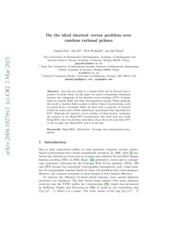 On the ideal shortest vector problem over random rational primes
