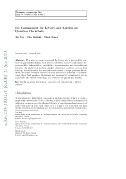 Bit Commitment for Lottery and Auction on Quantum Blockchain