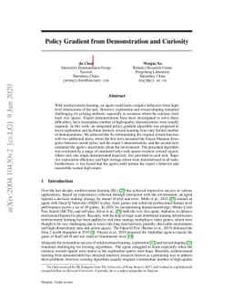 Policy Gradient from Demonstration and Curiosity