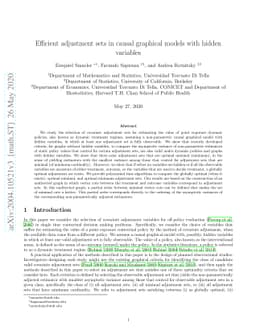 Efficient adjustment sets in causal graphical models with hidden
  variables