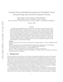 Gaussian Process Manifold Interpolation for Probabilistic Atrial
  Activation Maps and Uncertain Conduction Velocity